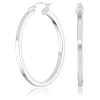 Sterling Silver Thin Square Tube Medium Click-Top Hoop Earrings