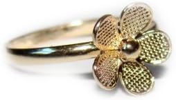 KIDS DAINTY 18K SKILLUS GOLD FLOWER RING, ANTI-ALLERGENIC, AGES 4-10 YEARS, Size 5