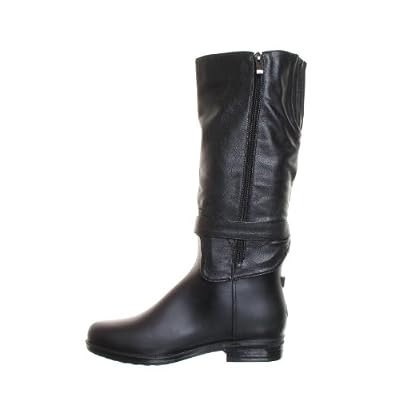 Dav Womens Long Leather Shoes English Dome Wellington Black Ladies Waterproof Gardening Rain Wallies Boots