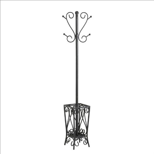 Southern Enterprises Scrolled Coat Rack and Umbrella Stand in Black