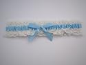 Strumpfband zur Hochzeit mit Spitze in creme/ blau