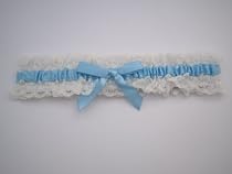 Strumpfband zur Hochzeit mit Spitze in creme/ blau
