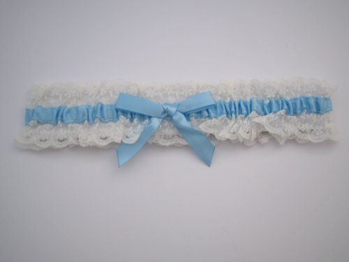 Produkt-Bild: Strumpfband zur Hochzeit mit Spitze in creme/ blau