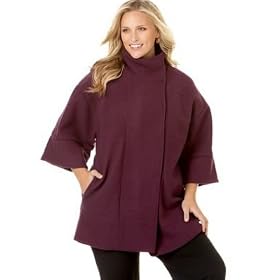 AK Anne Klein Plus Size Mock Turtleneck Coat with Dolman Sleeve