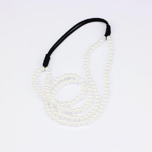 Coromose 1pc Newest Lady Girl Elastic Pearl Hair Hoop Double Layer Lovely Pearl Hair Band Decoration Headband (white)