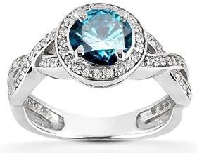 1.00CT Pave Halo Diamond Ring 14K White Gold
