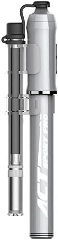 Patarcle Frame-mounted Bike Pump - Mini Bycicle Pump 260 PSI High Pressure & Labor Saving - Great for Road & Mountain Cycle - Presta & Schrader Valve Compatible (Silver)