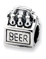 Sterling Silver 6-pack Beer Charm for 3mm Charm Bracelets