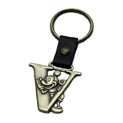 Mickey Mouse Letter V Brass Key Chain