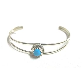 Baby Bracelet, Native American Handcrafted Sterling Silver and Turquoise
