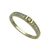 9ct Yellow Gold Ladies 0.25ct of White and Yellow Diamonds Set Band Ring Size - P