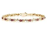 10k Yellow Gold Diamond and Garnet Bracelet