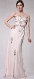 #3178 Nude Sweetheart Strapless Chiffon Pageant Evening Prom Dress