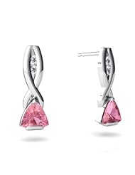 Created Pink Sapphire 14kt White Gold Earrings