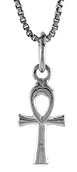 Sterling Silver Small Ankh Cross Pendant, 1/2 in. (13mm)