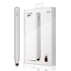 elago Stylus Grip for iPhone 5/4S/3GS, iPad and Galaxy -World First Replaceable Tip (Extra Rubber Tip included) - Silver