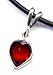 18 Red Heart Black Necklace Sterling Silver Swarovski Crystal Jewelry
