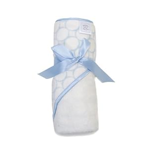Hooded Towels Organic Terry Velour - Pastel Blue Mod Circles on Ivory