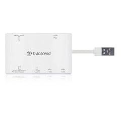 Transcend Hi-Speed externes Kartenleseger�t mit 3 USB Hubs wei�