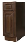 All Wood Cabinetry B12L-HCG 12-Inch Wide by 34 1/2-Inch High, Factory Assembled - Ready to Install All Wood Kitchen Cabinet, Heritage Chocolate Glaze Maple