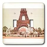 TNMGraphics Vintage Travel - Chrome Eiffel Tower - Light Switch Covers - double toggle switch