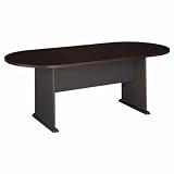 Bush Furniture Racetrack 6.9' Conference Table with Slab Base in Cherry and Gray