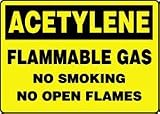 ACETYLENE FLAMMABLE GAS NO SMOKING NO OPEN FLAMES 10 x 14 Adhesive Dura-Vinyl Sign