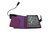 IMAGE OF Mobile Palace - Purple flip leather case cover pouch with lamp for Amazon kindle 4