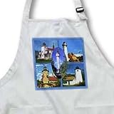 Lighthouses, Apostle Islands - Medium Length Apron With Pouch Pockets 22w X 24l