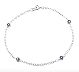 10k White Gold Blue Diamond Station Bracelet, 7.25