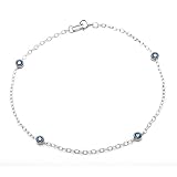 10k White Gold Blue Diamond Station Bracelet, 7.25