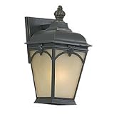 Quoizel Gatehouse 13 1/2-Inch Small Wall Lantern with Cream Seedy Glass Panels, Medici Bronze Finish #GA8407Z
