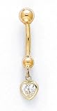 14K Belly Ring CZ Heart - ES-1200