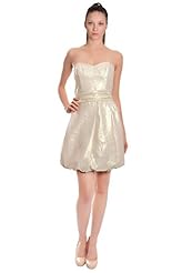Strapless Linen/Metallic/Polyester/Rayon/Taffeta Cocktail  Dress