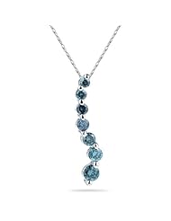 2.00 Carat Blue Diamond S Journey Pendant 14K White Gold
