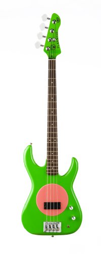 Fleabass Model 32 Bass Guitar Green and Pink