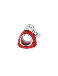 Hershey`s Kiss Red CZ Small 3D Shaped Slide Bead/ Charm in 925 Sterling Silver