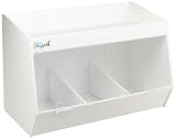 TrippNT 50486 White PVC Plastic Lab Storage Bin with 3 Fixed Compartments, 16.5