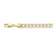 14K Two-Tone Gold Comfort Pave Curb Chain Bracelet - 5.40mm - 8.5 inch