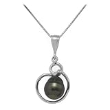 Tahitian Black Pearl Pendant in 14K White Gold