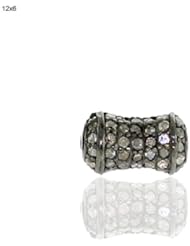 12*6mm Diamond Pave Bead .925 Sterling Silver Charm Jewelry