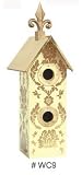 Double Decker Damask Yellow-Gold-Fleur de lis Birdhouse