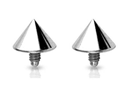 2pcs 4mm Spike Dermal Top Grade 23 Titanium Internally Threaded 14G