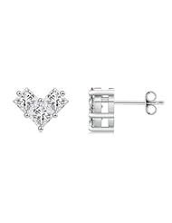 1.56 ct Three Stone Princess Diamond Stud Earrings