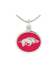 Arkansas Razorbacks Charm Pendant. Solid Sterling Silver with Enamel