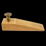Door Wedge Natural Hardwood, Door Wedge Natural Finish Antique Br. Finish Knob