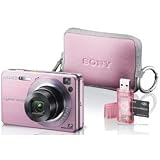 Sony Cyber-shot DSCW120MDG/P 7.2 MP Digital Camera with 4x Optical Zoom with Super Steady Shot (Pink) with LCS-TWE/PI Carrying Case and MSRW-MD1/P Memory Stick Duo Adaptor