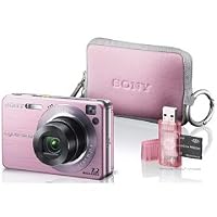 Sony Cyber-shot DSCW120MDG/P 7.2 MP Digital Camera with 4x Optical Zoom with Super Steady Shot (Pink) with LCS-TWE/PI Carrying Case and MSRW-MD1/P Memory Stick Duo Adaptor