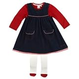 from J By Jasper Conran J by Jasper Conran-Babys navy corduroy pinafore dress, top and tights set-6-9 months (Model 6785092)