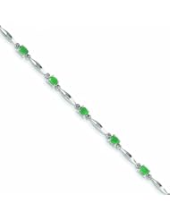 1.8 Carat 14K White Gold w/ Diamond and Emerald Gemstone Bracelet